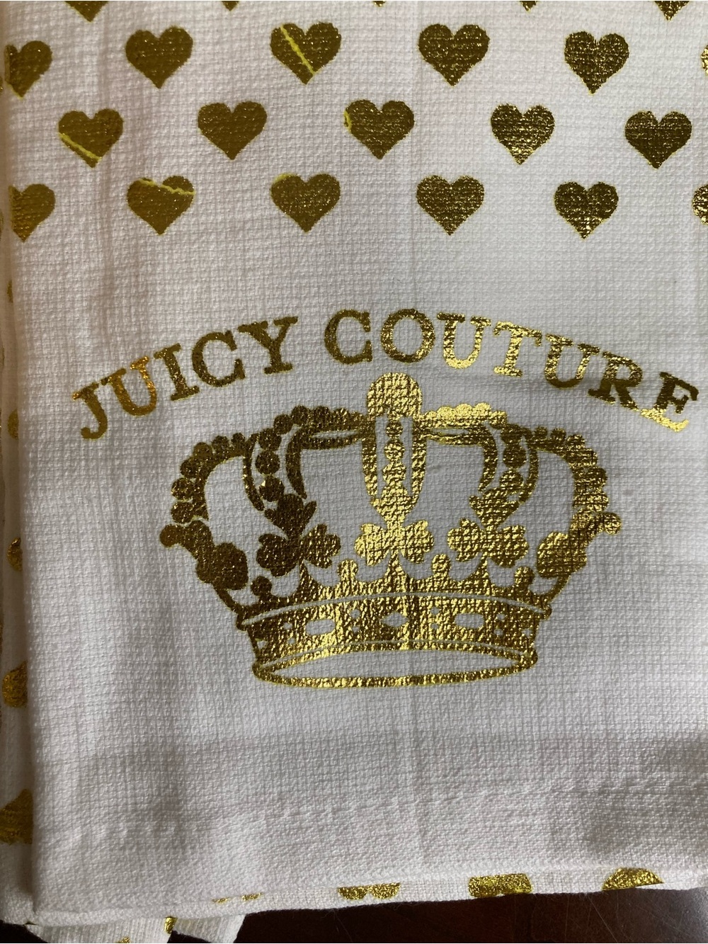 Juicy Couture White & Metallic Gold Hand Towels NWOT - Picture 6 of 8